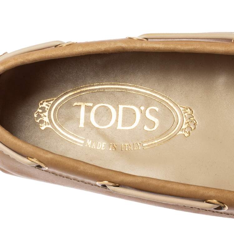 مملوكة مسبقًا Tod's Tan Leather Gommino Driver Loafers Size 38