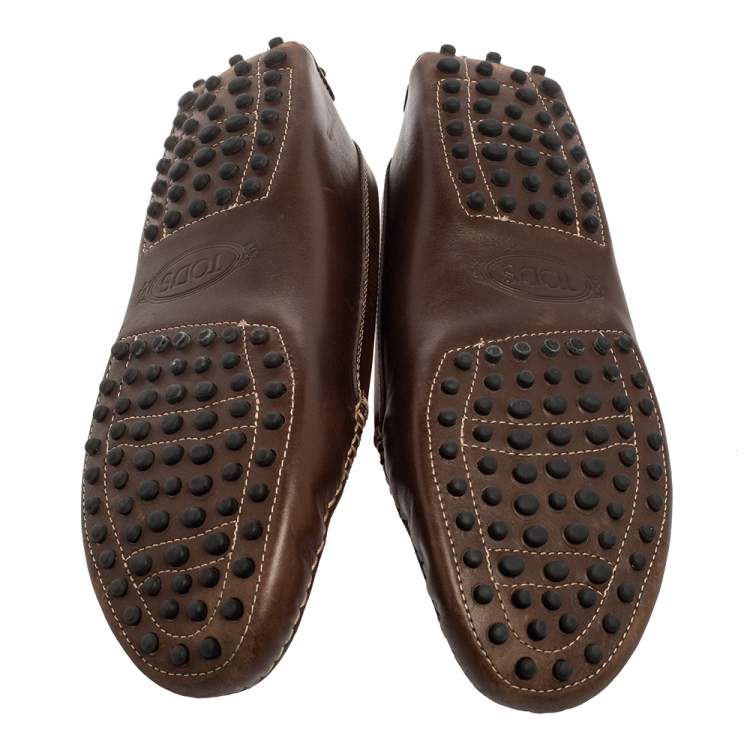 Pre Owned Tod's Brown Leather Gommino Penny Loafers Size 37.5