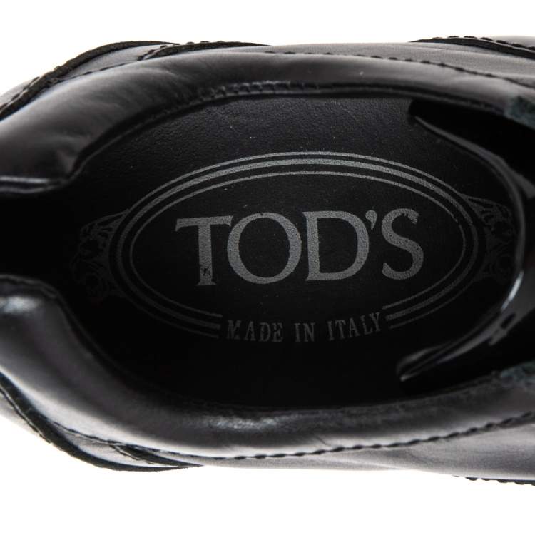 Pre Owned Tod's Black Patent And Leather Wedge Sneakers Size 39