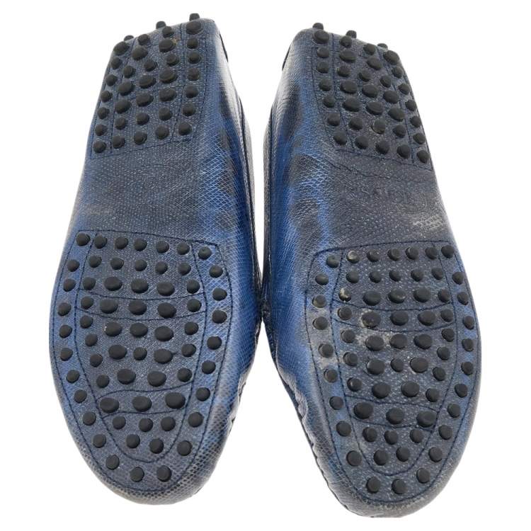 Pre Owned Tod's Blue Karung Gommino Slip On Loafers Size 37.5 