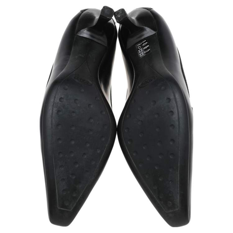 Pre Owned Tod's Black Leather Loafer Pumps Size 39