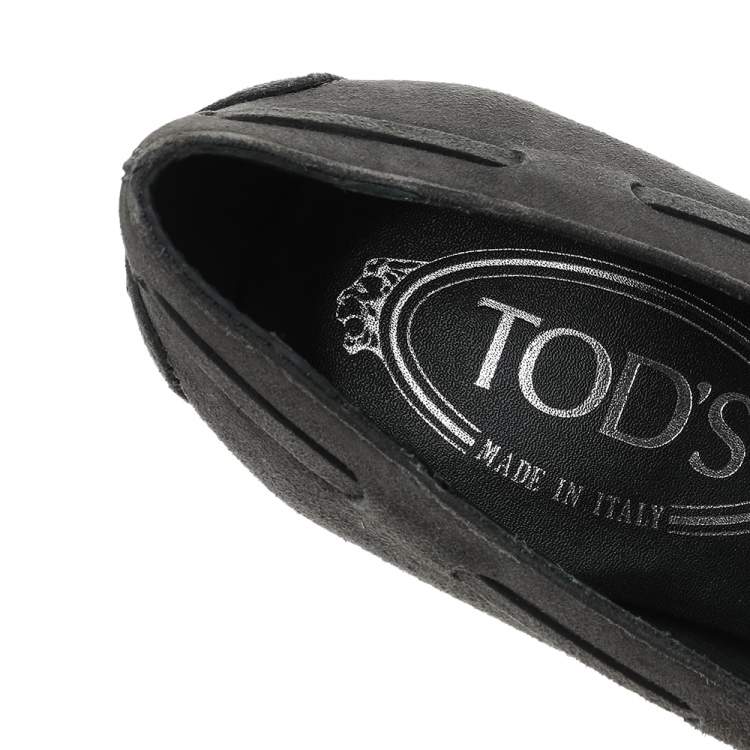Pre Owned Tod's Grey Suede Tassel Loafer Pumps Size 35