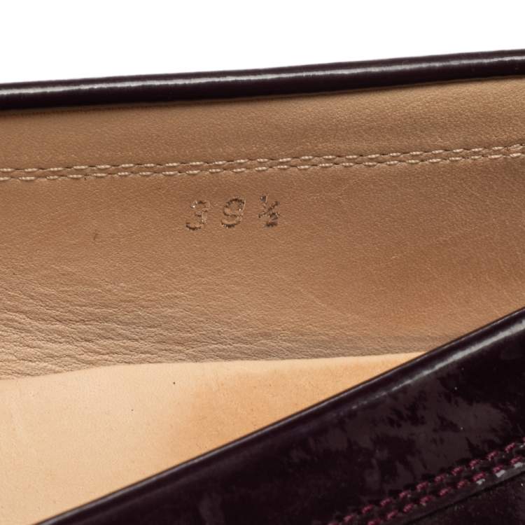 Pre Owned Tod's Burgundy Patent Leather Penny Loafers  Size 39.5