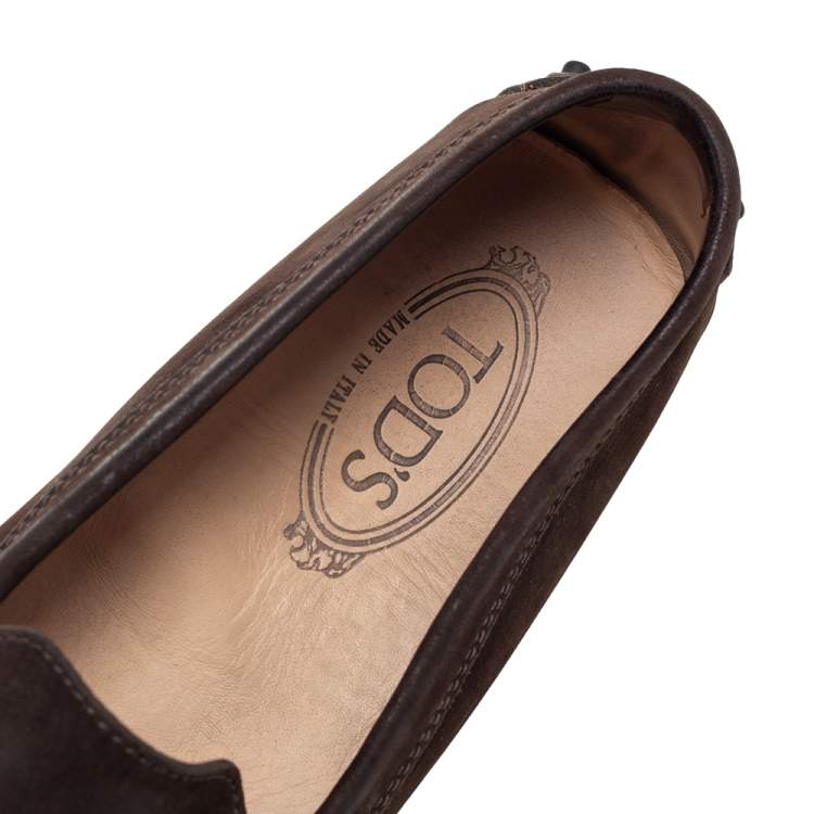 Pre Owned Tod's Brown Suede Horsebit Buckle Loafers Size 39