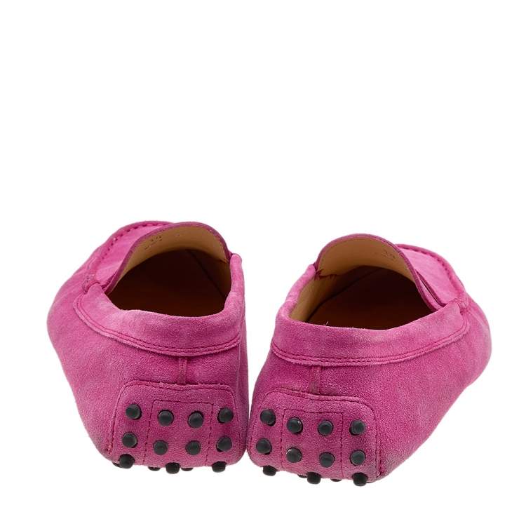 Pre Owned Tod's Pink Suede Penny Slip Loafers Size 39