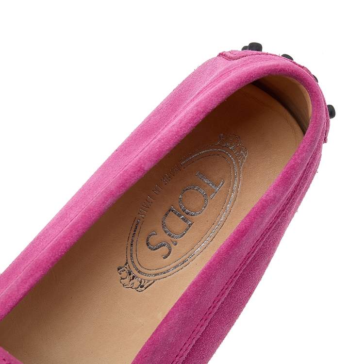 Pre Owned Tod's Pink Suede Penny Slip Loafers Size 39