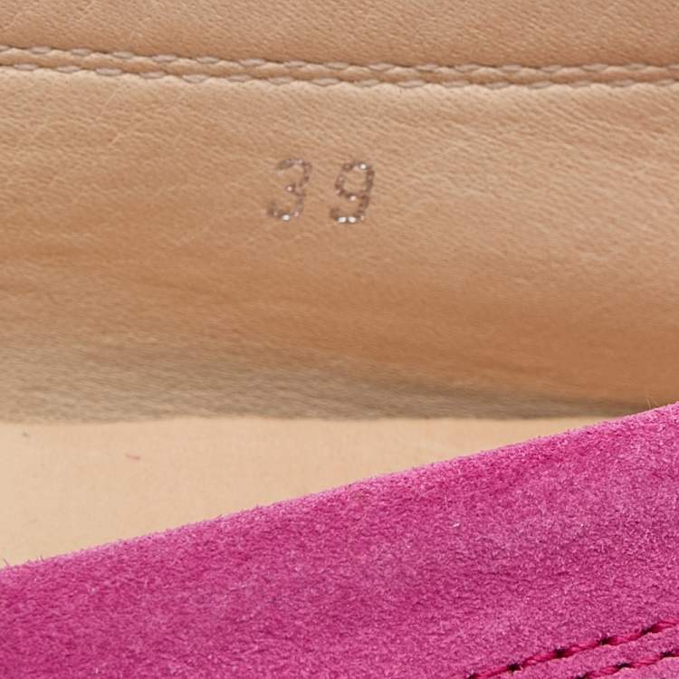 Pre Owned Tod's Pink Suede Penny Slip Loafers Size 39