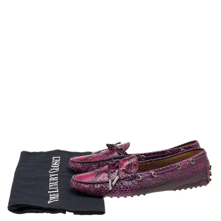 Pre Owned Tod's Multicolor Python Bow Slip On Loafers Size 39