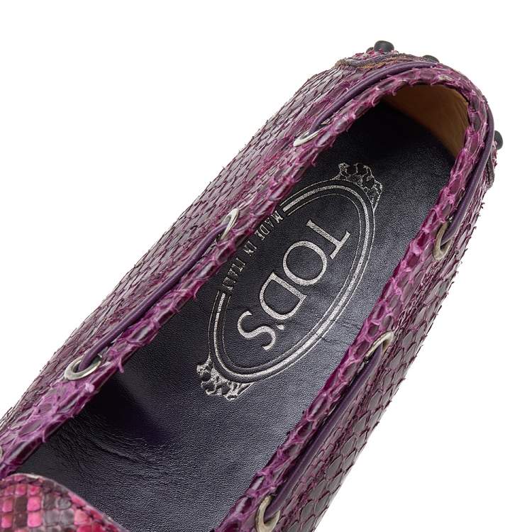 Pre Owned Tod's Multicolor Python Bow Slip On Loafers Size 39