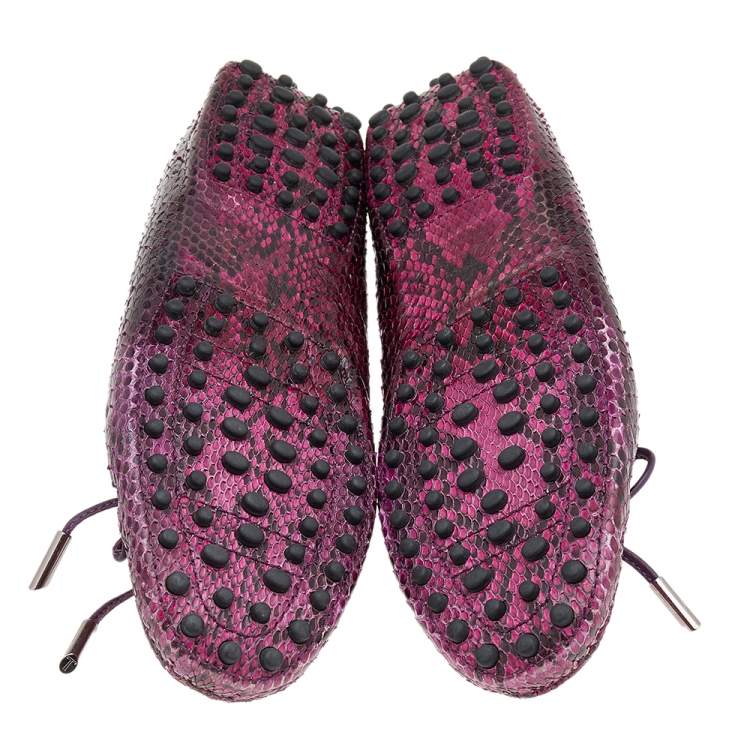 Pre Owned Tod's Multicolor Python Bow Slip On Loafers Size 39