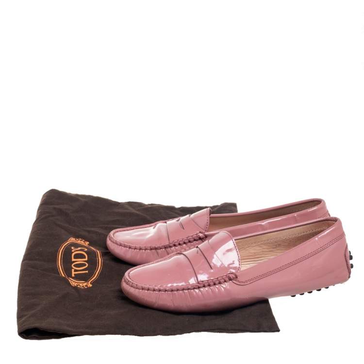 Pre Owned Tod's Pink Patent Leather Penny  Loafers  Size 36