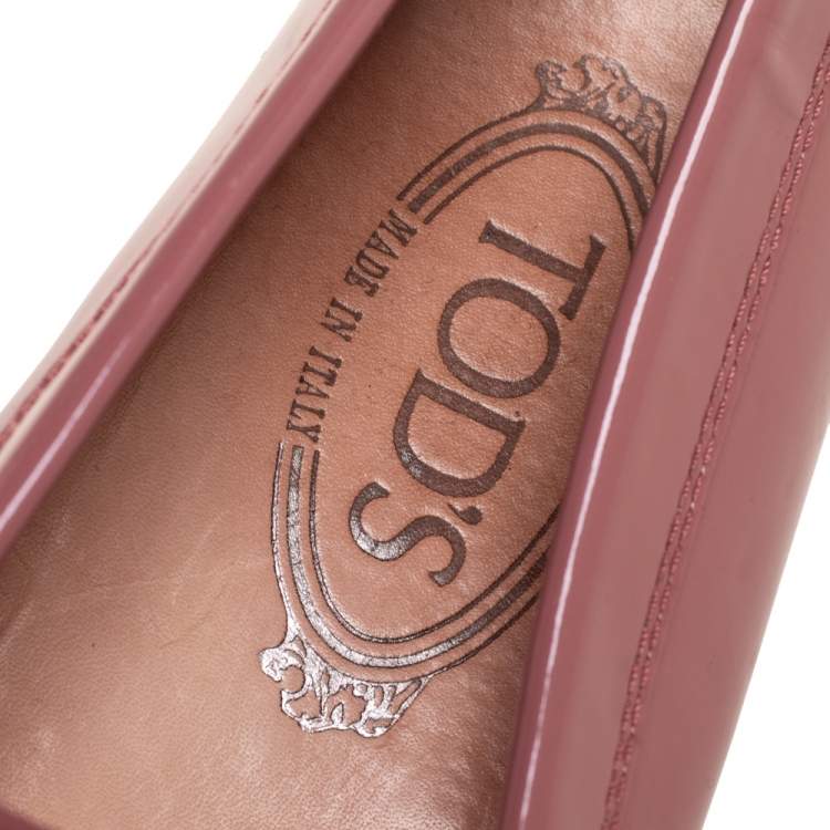 Pre Owned Tod's Pink Patent Leather Penny  Loafers  Size 36