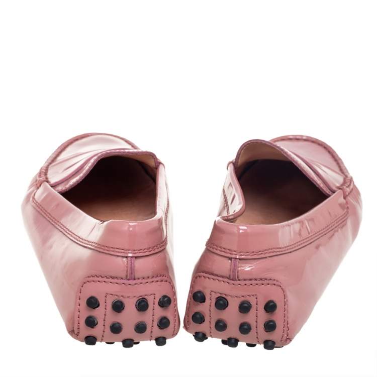 Pre Owned Tod's Pink Patent Leather Penny  Loafers  Size 36