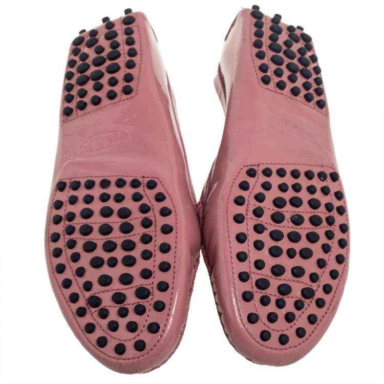 Pre Owned Tod's Pink Patent Leather Penny  Loafers  Size 36