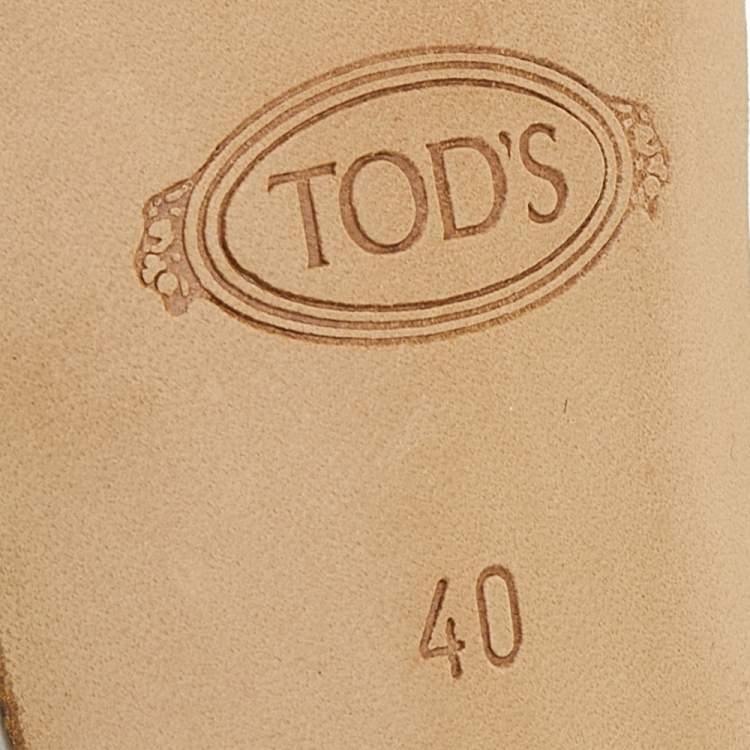 Pre Owned Tod's White Leather T-Strap Sandals Size 40