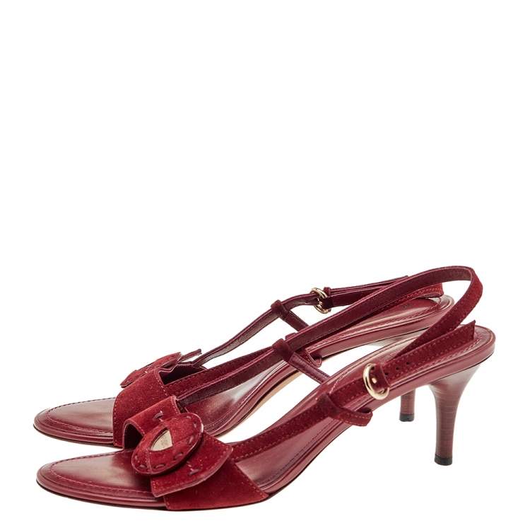 Pre Owned Tod's Dark Red Suede Slingback Sandals Size 40