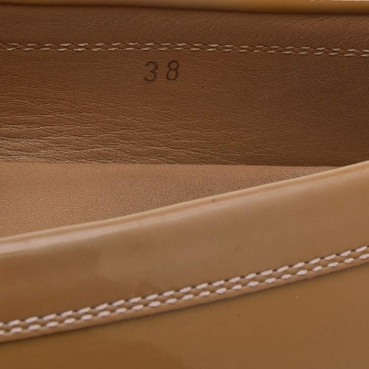 Pre Owned Tod's Brown Patent Leather Slip On Loafers Size 38
