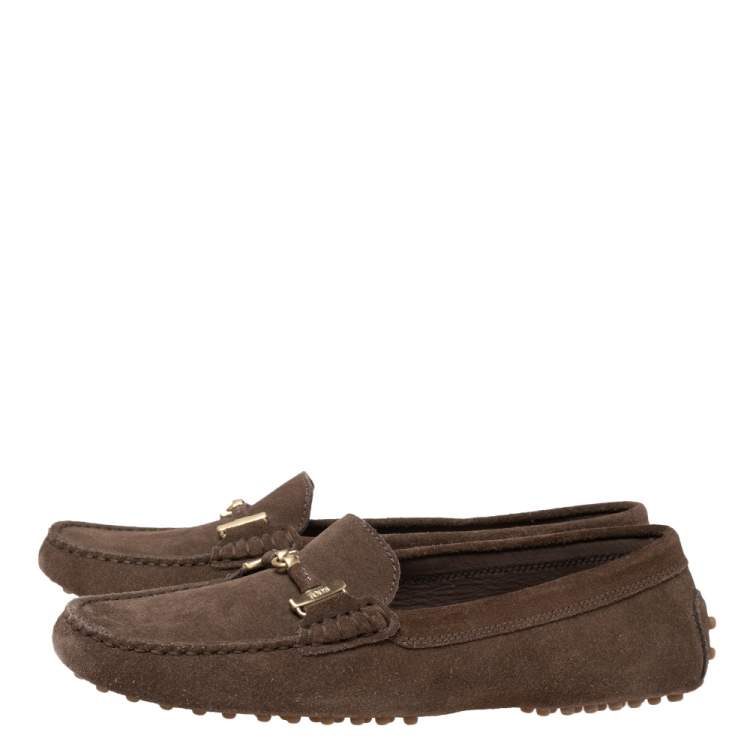 Pre Owned Tod's Brown Suede Slip On Loafers Size 40