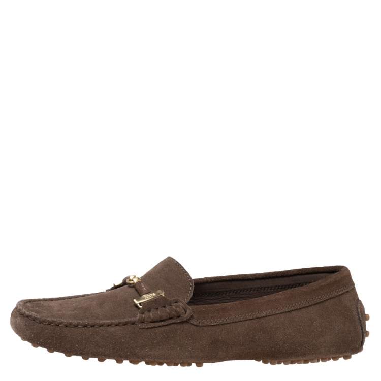 Pre Owned Tod's Brown Suede Slip On Loafers Size 40