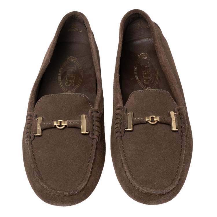 Pre Owned Tod's Brown Suede Slip On Loafers Size 40