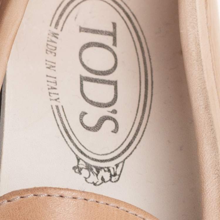 مملوكة مسبقًا Tod's Beige Leather Penny Loafers Size 38