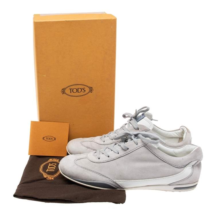 Pre Owned Tod's Grey Suede And Leather Lace Up Sneakers Size 39