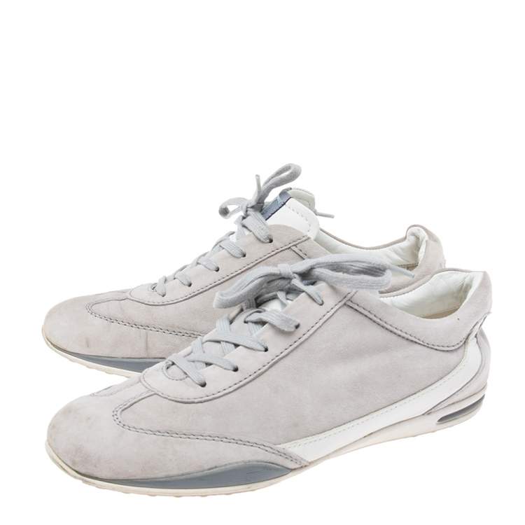 Pre Owned Tod's Grey Suede And Leather Lace Up Sneakers Size 39