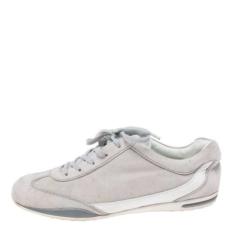 Pre Owned Tod's Grey Suede And Leather Lace Up Sneakers Size 39