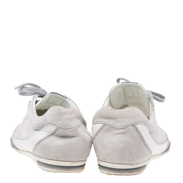 Pre Owned Tod's Grey Suede And Leather Lace Up Sneakers Size 39