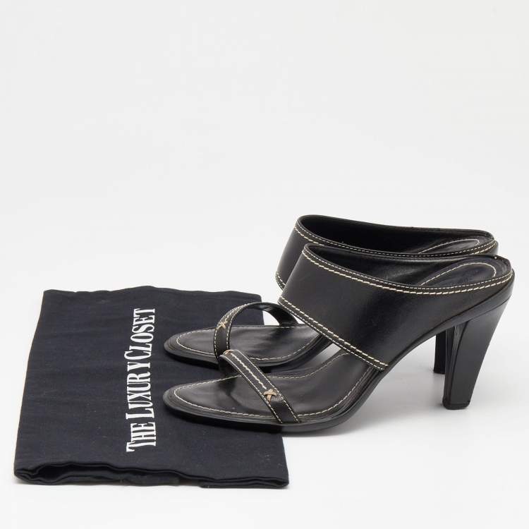 Pre Owned Tod's Black Leather Slide Sandals Size 38