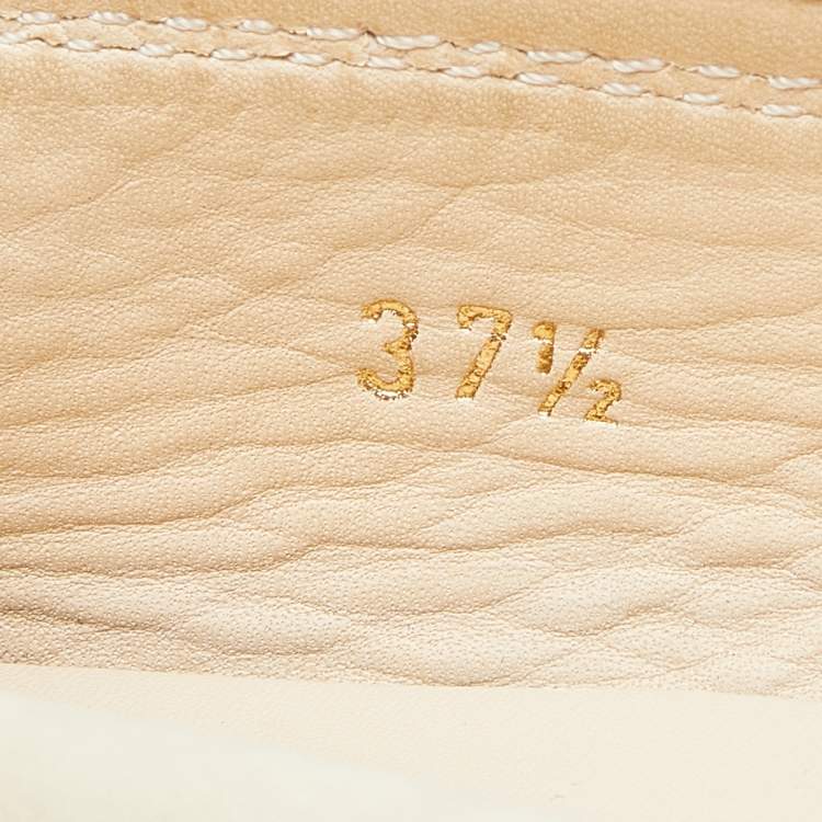 Pre Owned Tod's Beige Iridescent Leather Bit Slip On Loafers Size 37.5