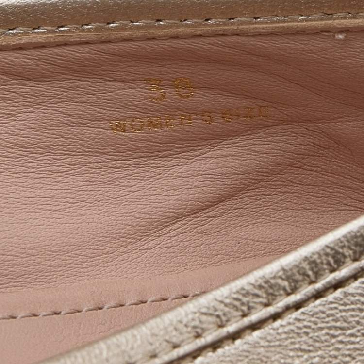 Pre Owned Tod's Gold Leather Tassel Ballet Flats Size 38