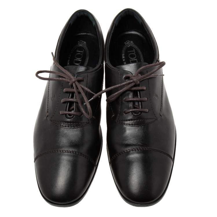 Pre Owned Tod's Black Leather Lace Up Oxford Size 41