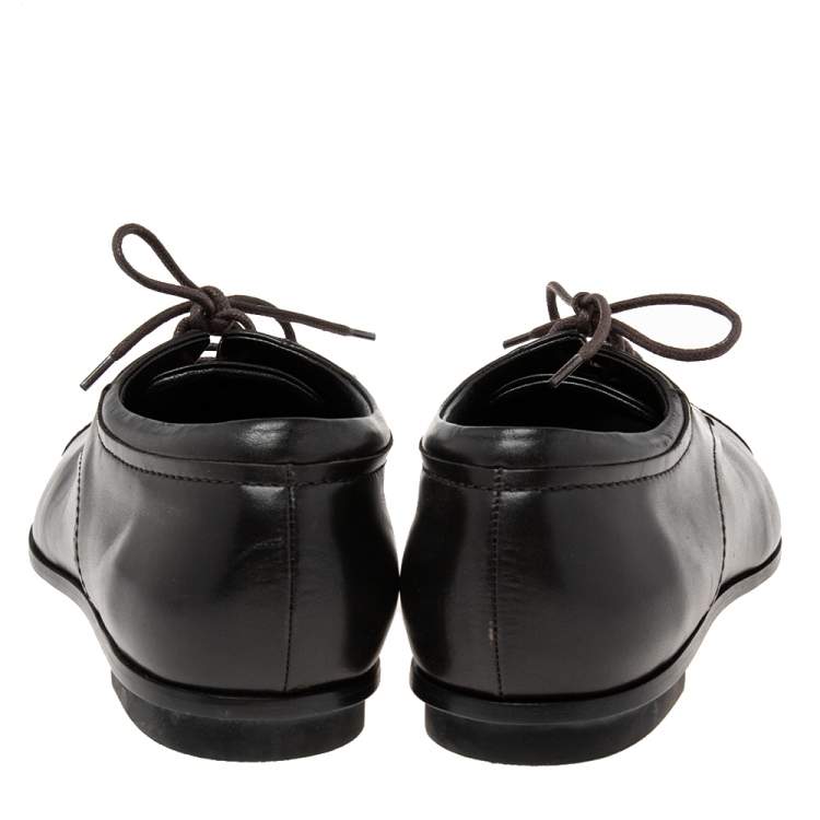 Pre Owned Tod's Black Leather Lace Up Oxford Size 41