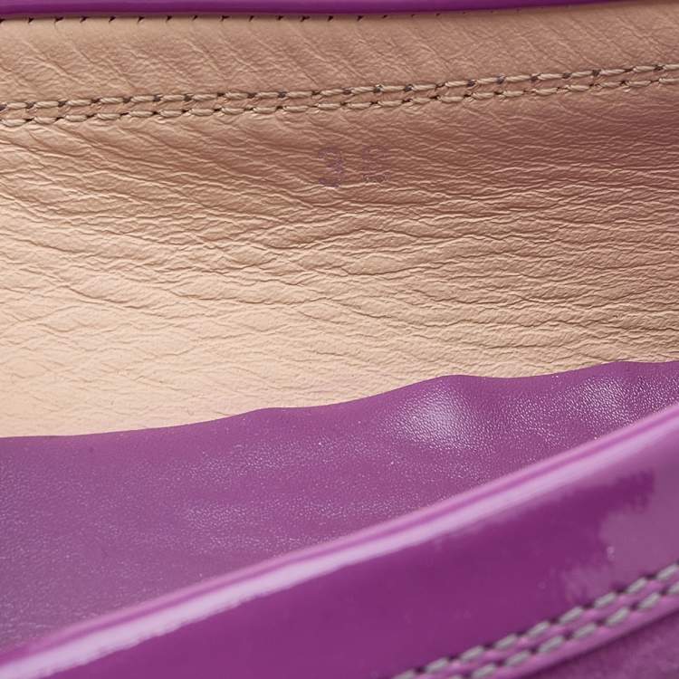Pre Owned Tod's Purple Suede And Patent Leather Trim Embellished Slip On Loafers Size 38