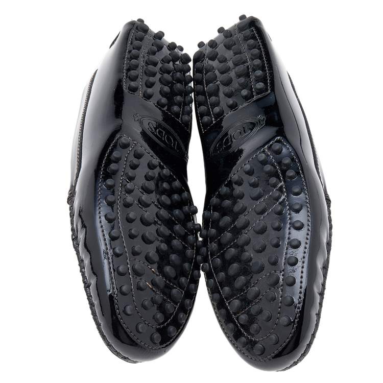 مملوكة مسبقًا Tod's Black Patent Leather Penny Slip On Loafers Size 38