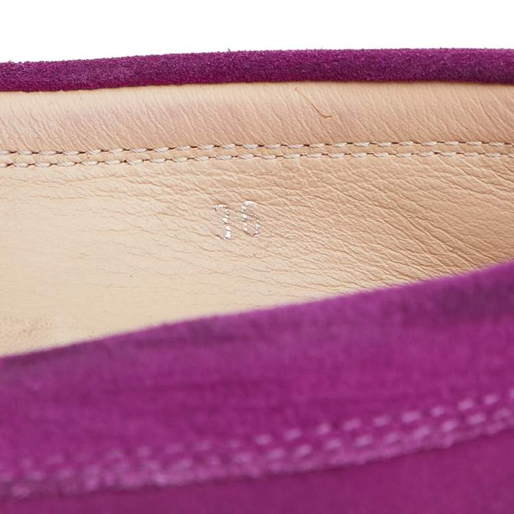 Pre Owned Tod's Purple Suede Penny Slip On Loafers Size 36