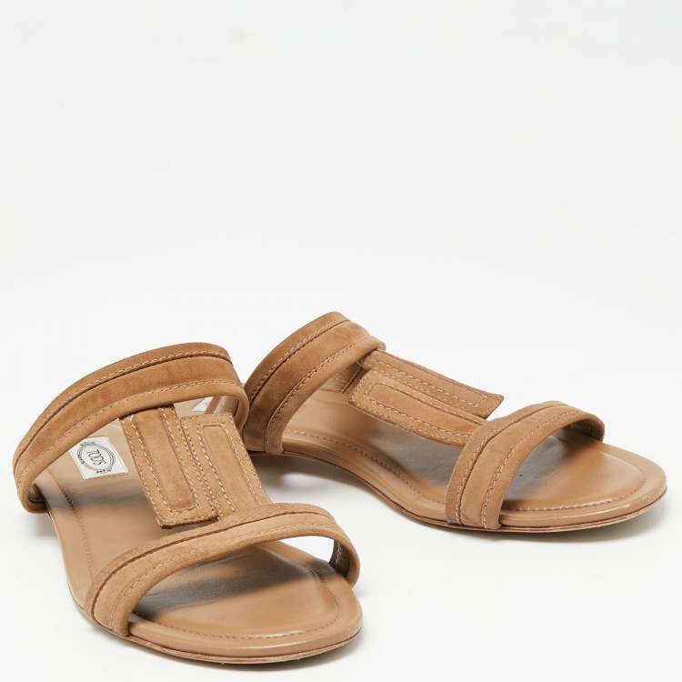 Pre Owned Tod's Brown Suede  Flat Sandals Size 40