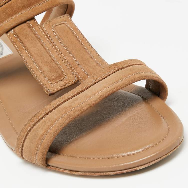 Pre Owned Tod's Brown Suede  Flat Sandals Size 40
