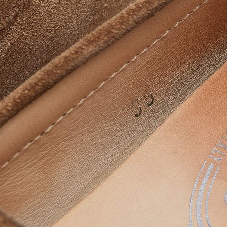 Pre Owned Tod's Light Brown Suede Slip On Loafers Size 35
