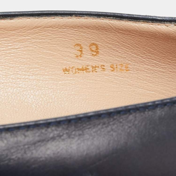Pre Owned Tod's  Navy Blue/Cream Patent And Leather Ballet Flats Size 39