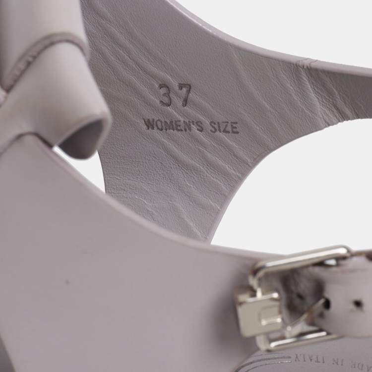 Pre Owned Tod's Grey Leather Fringe Detail Ankle Strap Sandals Size 37