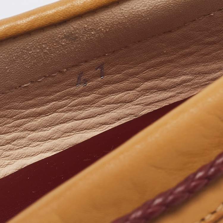 Pre Owned Tod's Tan Leather Bow Driving Loafers Size 41