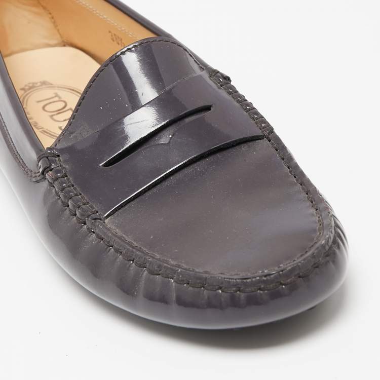 Pre Owned Tod's Purple Patent Leather Penny Loafers Size 38.5