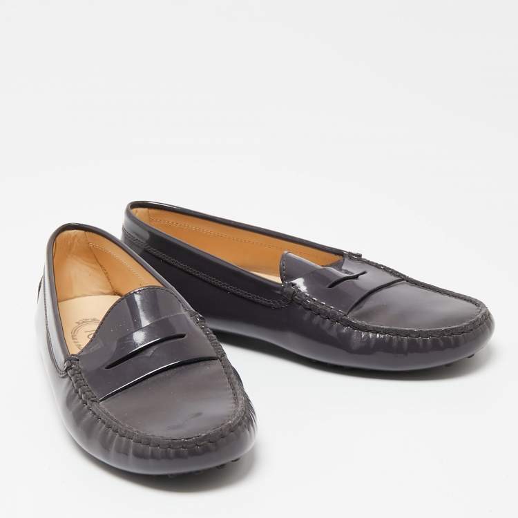 Pre Owned Tod's Purple Patent Leather Penny Loafers Size 38.5