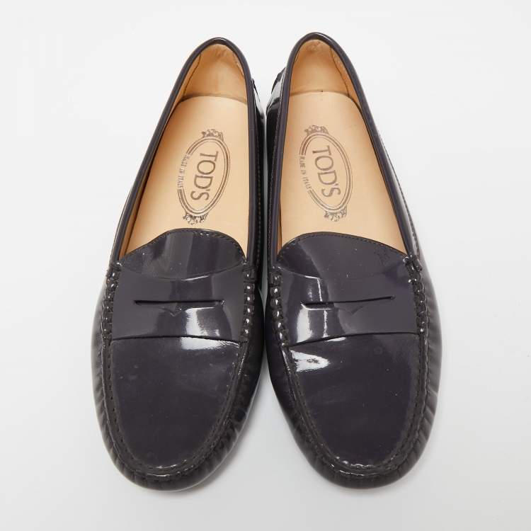 Pre Owned Tod's Purple Patent Leather Penny Loafers Size 38.5