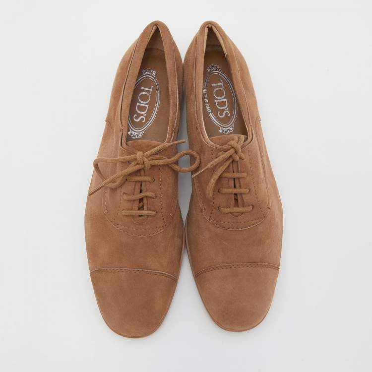Pre Owned Tod's Brown Suede Low Top Sneakers Size 39.5