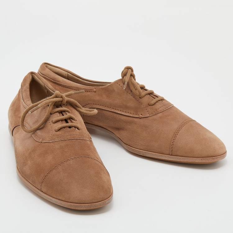 Pre Owned Tod's Brown Suede Low Top Sneakers Size 39.5