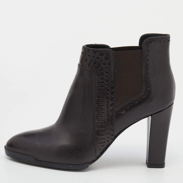 Tod's Dark Brown Leather Chelsea Ankle Length Boots Size 37