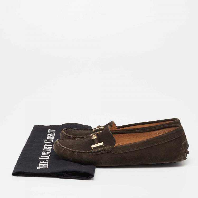 Pre Owned Tod's Brown Suede Slip On Loafers Size 37